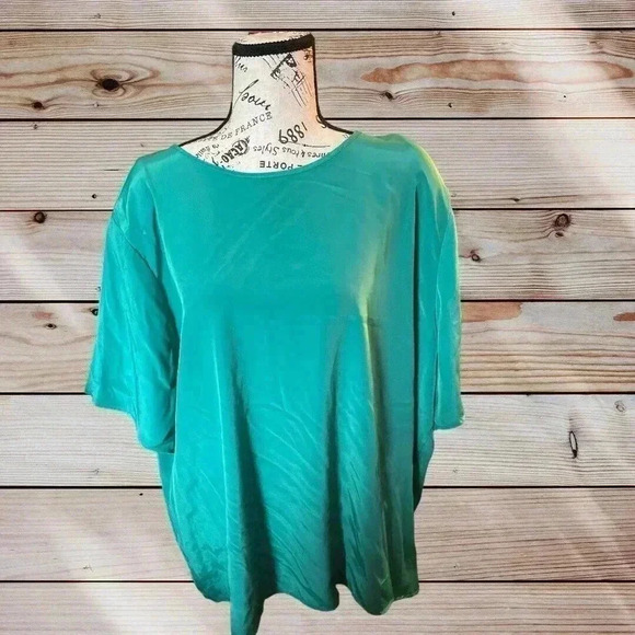 VINTAGE PLUS PERFERRED SIZE 24 W GREEN BLOUSE NWT - Picture 1 of 5